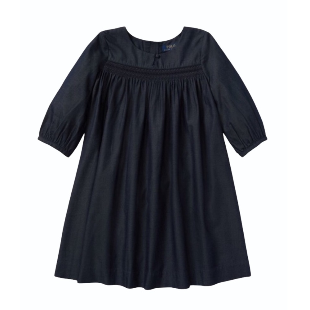 SOLD 🎄NWT POLO RALPH LAUREN Navy Blue Embroidered Dress - Picture 1 of 9